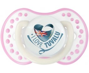 I Love Tuvalu Sucette LOVI Dynamic Blanc-rose phosphorescente