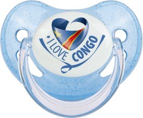 I Love République démocratique du Congo Tétine Physiologique Bleue à paillette