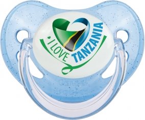 I Love Tanzania Sucette Physiologique Bleue à paillette