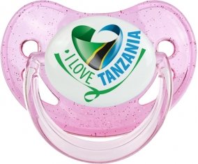 I Love Tanzania Sucette Physiologique Rose à paillette