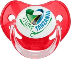 I Love Tanzania Sucette Physiologique Rouge à paillette