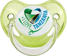 I Love Tanzania Sucette Physiologique Vert à paillette
