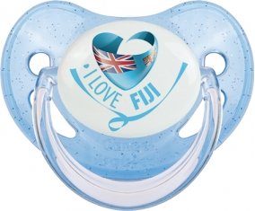 I Love Fiji Sucette Physiologique Bleue à paillette