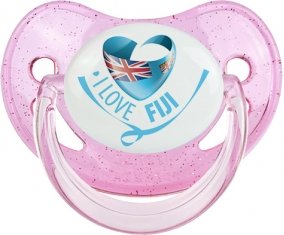 I Love Fiji Sucette Physiologique Rose à paillette