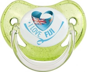 I Love Fiji Sucette Physiologique Vert à paillette
