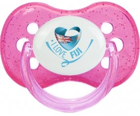 I Love Fiji Tétine Cerise Rose à paillette