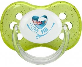 I Love Fiji Tétine Cerise Vert à paillette