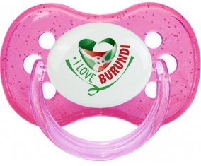 I Love Burundi Sucette Cerise Rose à paillette