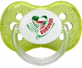 I Love Burundi Sucette Cerise Vert à paillette