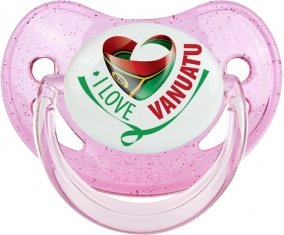 I Love Vanuatu Sucette Physiologique Rose à paillette