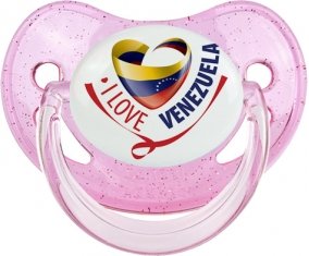 I Love Venezuela Sucette Physiologique Rose à paillette