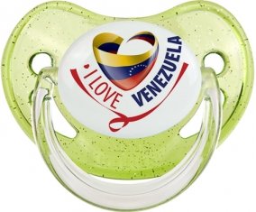I Love Venezuela Sucette Physiologique Vert à paillette