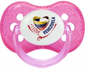 I Love Venezuela Tétine Cerise Rose à paillette