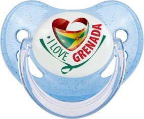 I Love Grenada Tétine Physiologique Bleue à paillette