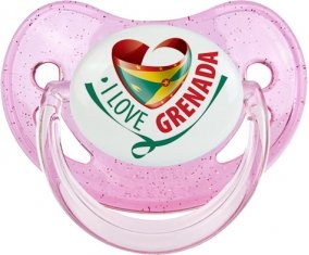 I Love Grenada Tétine Physiologique Rose à paillette