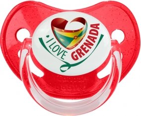 I Love Grenada Tétine Physiologique Rouge à paillette