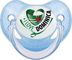 I Love Dominica Sucette Physiologique Bleue à paillette