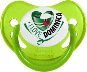 I Love Dominica Sucette Physiologique Vert phosphorescente