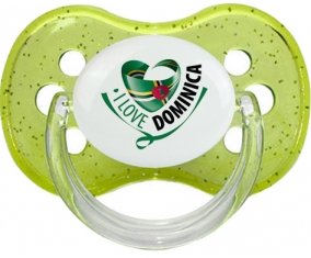 I Love Dominica Sucette Cerise Vert à paillette