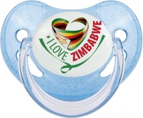 I Love Zimbabwe Sucette Physiologique Bleue à paillette