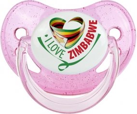 I Love Zimbabwe Sucette Physiologique Rose à paillette