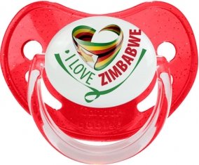 I Love Zimbabwe Sucette Physiologique Rouge à paillette