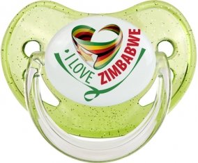 I Love Zimbabwe Sucette Physiologique Vert à paillette