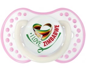 I Love Zimbabwe Sucette LOVI Dynamic Blanc-rose phosphorescente