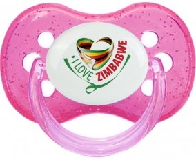 I Love Zimbabwe Tétine Cerise Rose à paillette