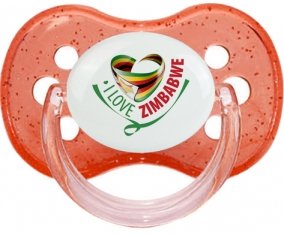 I Love Zimbabwe Tétine Cerise Rouge à paillette