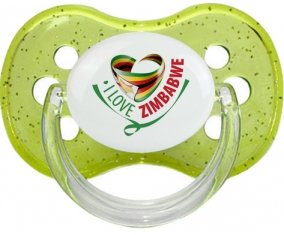 I Love Zimbabwe Tétine Cerise Vert à paillette