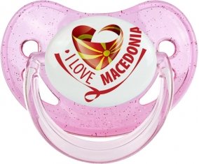 I Love Macedonia Sucette Physiologique Rose à paillette