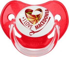 I Love Macedonia Sucette Physiologique Rouge à paillette