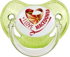 I Love Macedonia Sucette Physiologique Vert à paillette