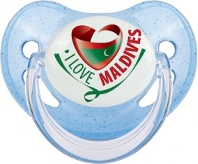 I Love Maldives Tétine Physiologique Bleue à paillette