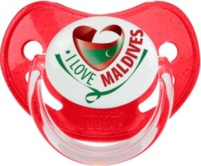 I Love Maldives Tétine Physiologique Rouge à paillette
