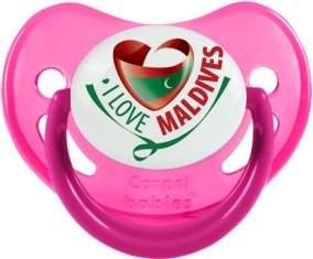 I Love Maldives Tétine Physiologique Rose phosphorescente