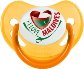I Love Maldives Tétine Physiologique Jaune phosphorescente