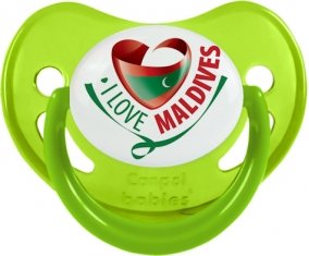 I Love Maldives Tétine Physiologique Vert phosphorescente