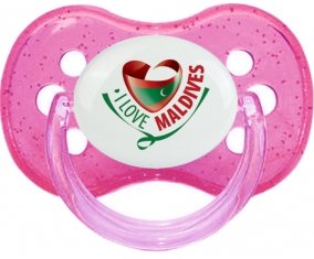 I Love Maldives Sucete Cerise Rose à paillette