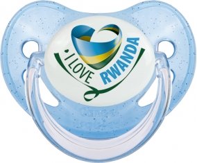 I Love Rwanda Sucette Physiologique Bleue à paillette