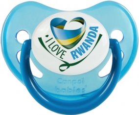 I Love Rwanda Sucette Physiologique Bleue phosphorescente