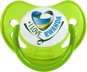 I Love Rwanda Sucette Physiologique Vert phosphorescente
