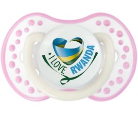 I Love Rwanda Sucette LOVI Dynamic Blanc-rose phosphorescente