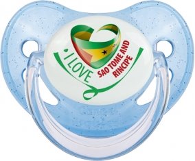I Love Sao Tome and Rincipe Sucette Physiologique Bleue à paillette