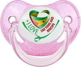 I Love Sao Tome and Rincipe Sucette Physiologique Rose à paillette