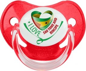 I Love Sao Tome and Rincipe Sucette Physiologique Rouge à paillette