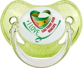 I Love Sao Tome and Rincipe Sucette Physiologique Vert à paillette