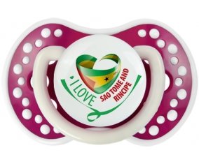 I Love Sao Tome and Rincipe Sucette LOVI Dynamic Fuchsia phosphorescente
