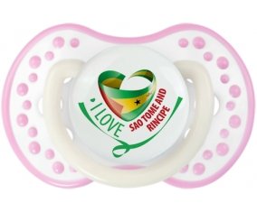 I Love Sao Tome and Rincipe Sucette LOVI Dynamic Blanc-rose phosphorescente